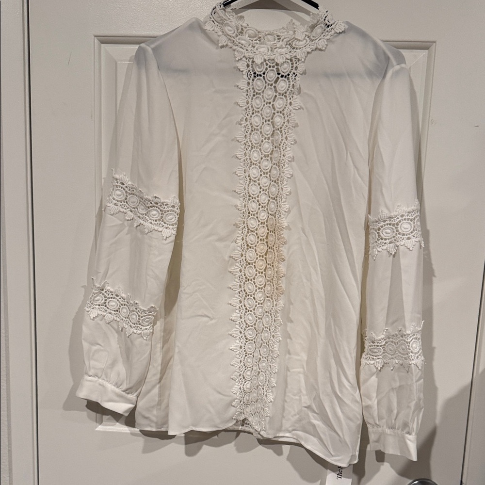 Anne Fontaine White Lace Blouse